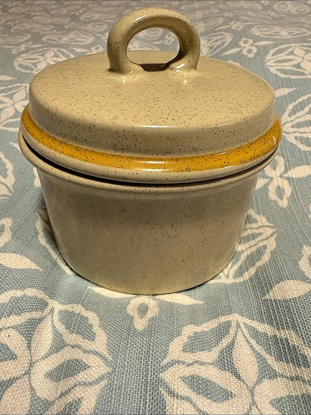 Vintage Hearthside Garden Festival Stoneware Lidded Crock Canister